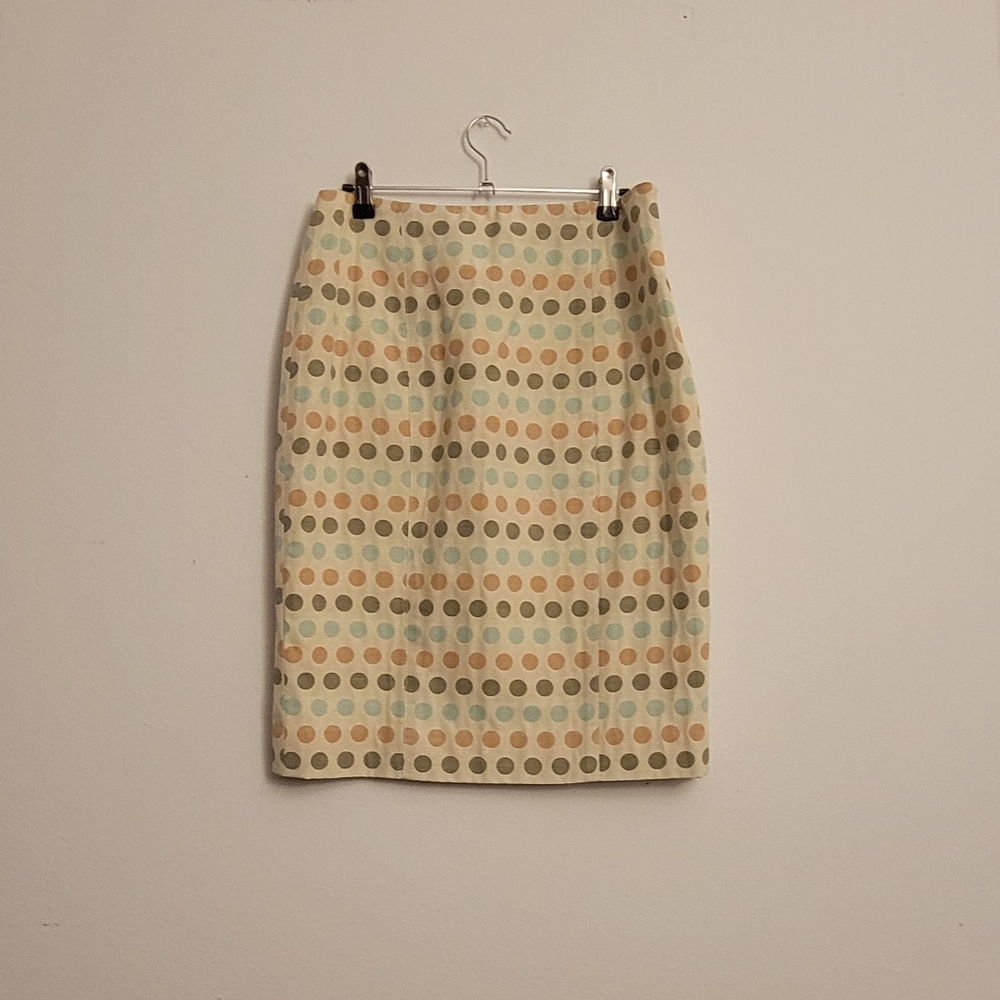 cream pastel polka dotted 2 piece pencil skirt (set)